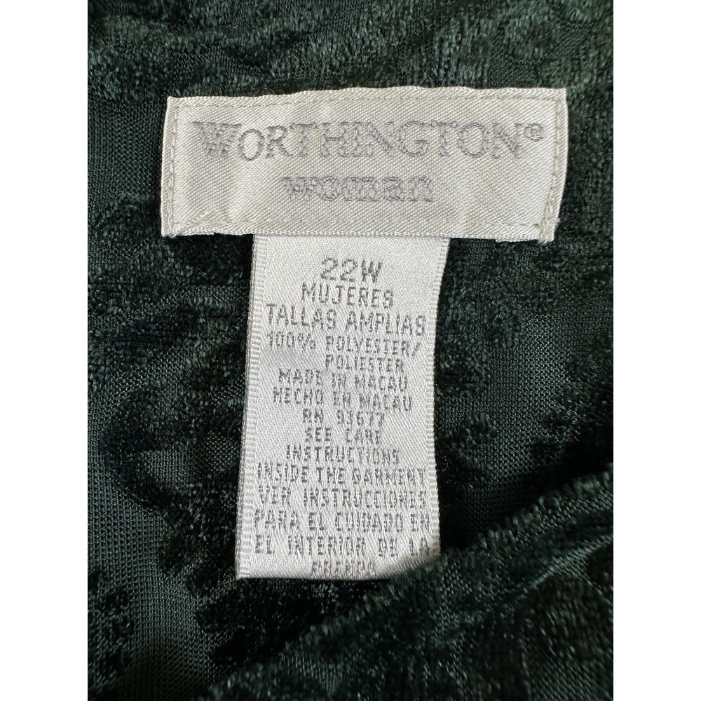 Vtg 90s Worthington Green Jacquard Dress Longsleeve Velvet Whimsigoth Fairy 22 - Picture 6 of 6